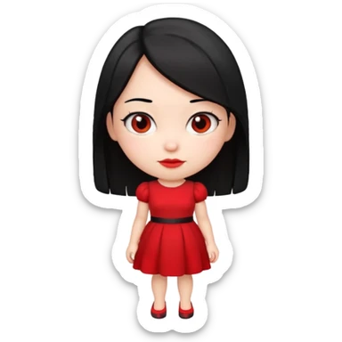 very big head and small body proportion female cartoon sticker