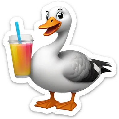 silly goose drinking juice sticker