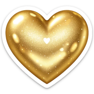 Change the glittery silver color heart with a subtle gradient and no border to a glittery gold color heart with a subtle gradient and no border. Keep the background transparent. Maintain the style and subtle gradient effect of the original heart. sticker