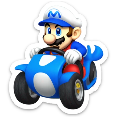 blue yoshi mario kart 7 sticker