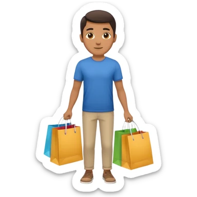 man with shopping bags sticker