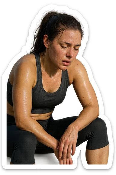 donna molto stanca dopo il workout immagine realistica in 3d sticker