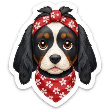 Собака породы черно-белый русский кокер спаниель в бандане Grow Street sticker