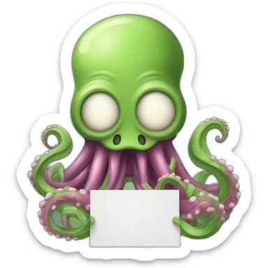 Cute kraken Holding a Sign in his tentacles sticker