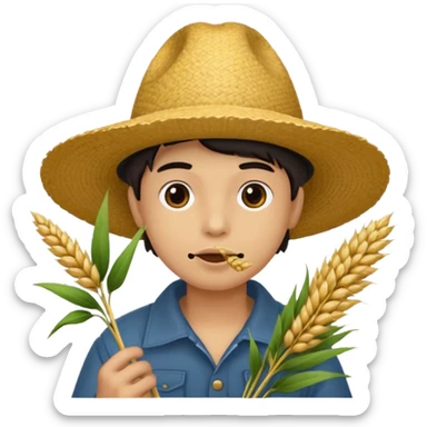 Campechano con una ramita de trigo en la boca sticker