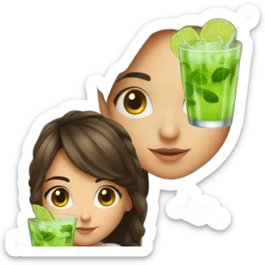 brunette girl with mojito is watching you sticker