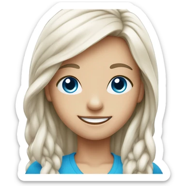 Blue eyed smiling girl with long hair sticker