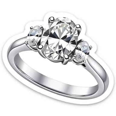 Oval diamond ring with silver and two diamomd band sticker
