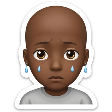 Little bald sad black boy sticker
