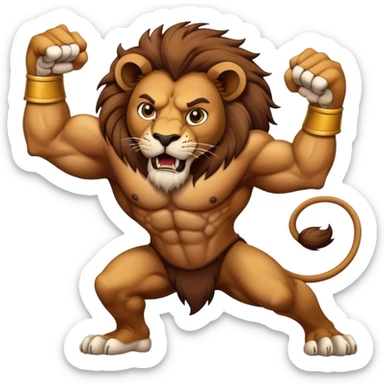 León luchando  sticker