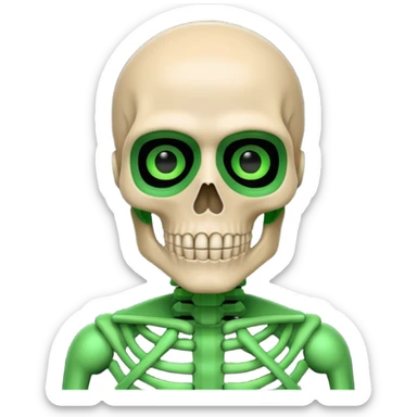hacker with green pixel skelaton face sticker