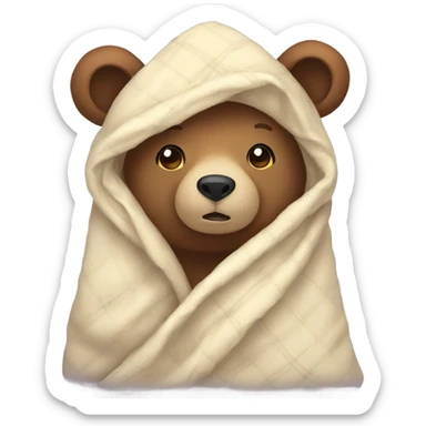 bear cozy in blanket sticker