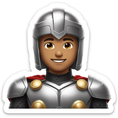 lightskin kid with thor helmet and heart eyes and big smile sticker