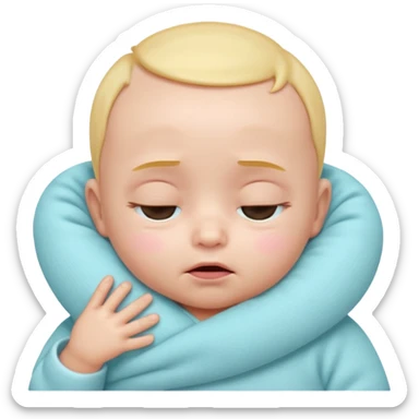 Cute 3D baby emoji, rubbing eyes, sleepy expression, short fine baby hair, soft pastel colors, clean white background  sticker