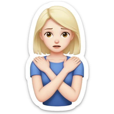 Arms crossed holding neck crashing out girl sticker