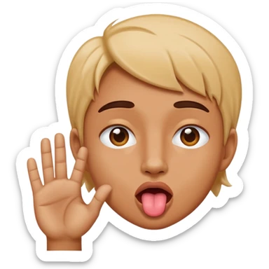 Hands out on the side of face sticking tongue out sticker