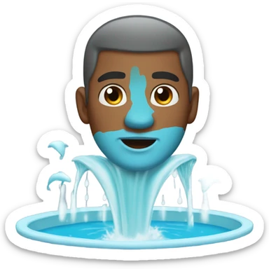 Guy brow hair who thinks he’s a dolphin jumping in a fountain sticker