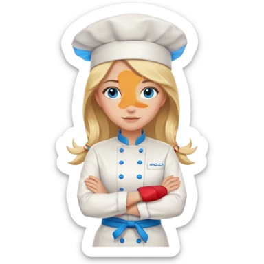 Full body 
Sexy Long Blonde hair blue eyed female chef arms folded sticker