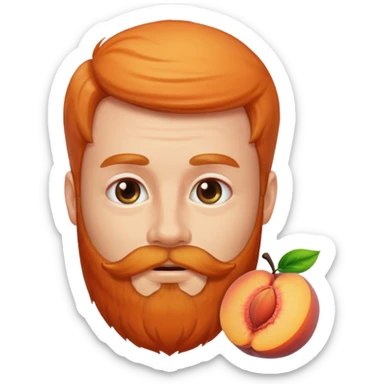 man with beard, face first in a peach sticker