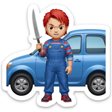 Chuky si carros y cuchillo sticker