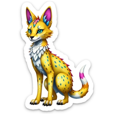 Epic Edgy Colorful Sparkly Sergal-Serval-Vernid full body sticker