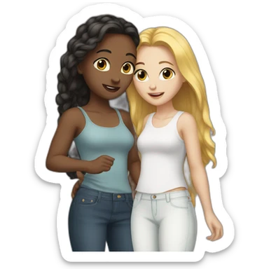 two white girls are standing opposite each other and talking sticker