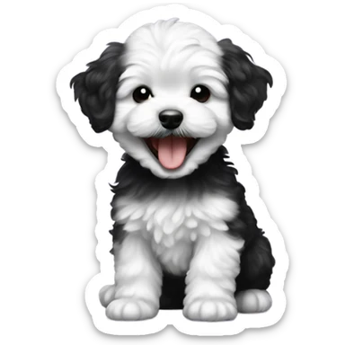Baby maltipoo black puppy laughing and happy  sticker
