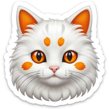 White cat with black and orange spots  sticker