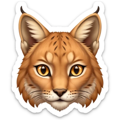 A high-resolution photo-realistic digital illustration of a young lynx, chest upward A high-resolution, photo-realistic digital illustration of a majestic young Eurasian lynx, shown from the shoulder upwards with lynx markings sticker