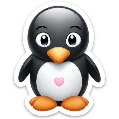 Penguin with light pink hearts sticker