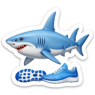 Shark with blue trainers on fins sticker