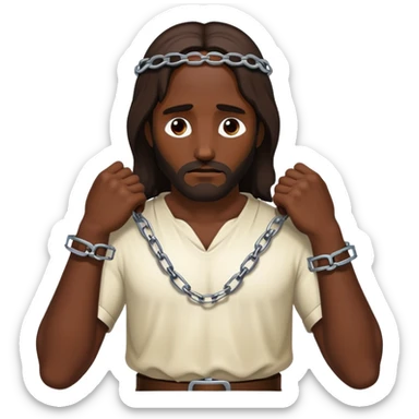 Dark skin christ Jesus in handcuffs  sticker