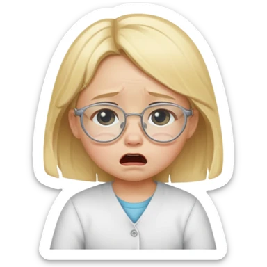 blond baby girl crying with glasses sticker