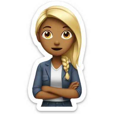 Girl just finish her work feeling tired sticker