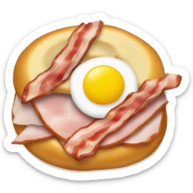 a bagel sandwich with ham, bacon and eggs sticker