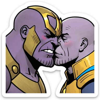 Make thanos making a kissing face  sticker