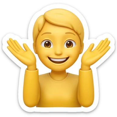 grinning emoji with hands together, gesture of offering help, happy to help sticker