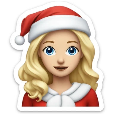 blonde girl with blue eyes as Santa  sticker