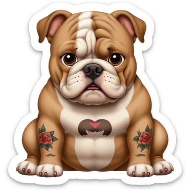 bulldog with tattoos sticker