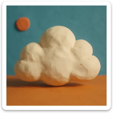 a fluffy white cloud, claymation style sticker