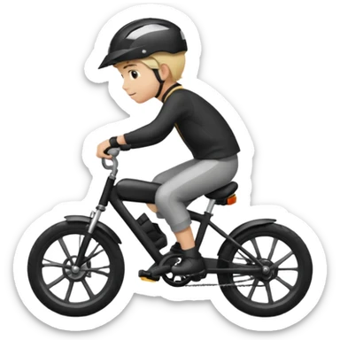 bike riding black bike blonde hair boy helmet sticker