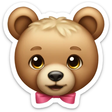 teddy bear with lashes and bow on ears  sticker