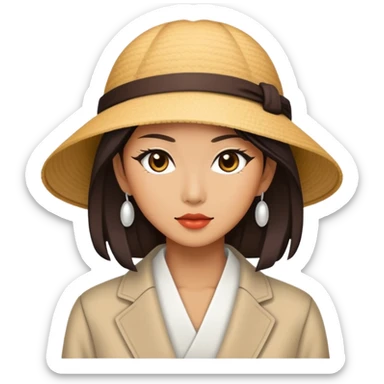 Stylish Japanese woman in trendy fashion sticker