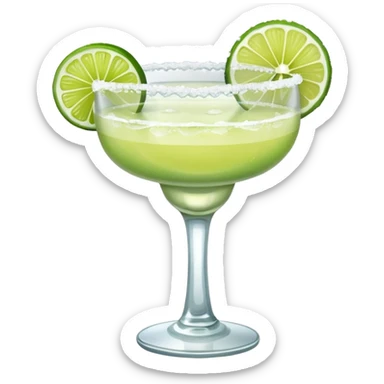 Margarita – glass with salted rim, lime wedge, ice sticker