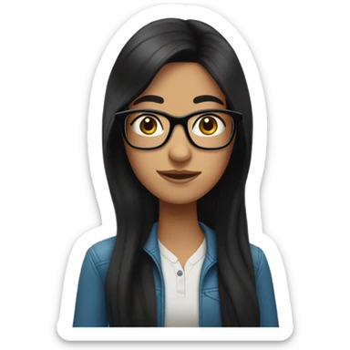 argentina girl long black hair with glasses sticker