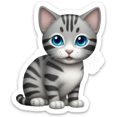 Small grey striped cat with blue eyes sticker