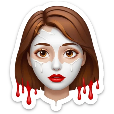 Brown Hair, Woman, white paint drip, face, hot, Sexy, lips sticker