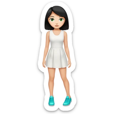 King, black hair, body, legst, blue eyes, shoes, woman blonde hair, green eyes, sexy white short sleveless dress, shoes sticker