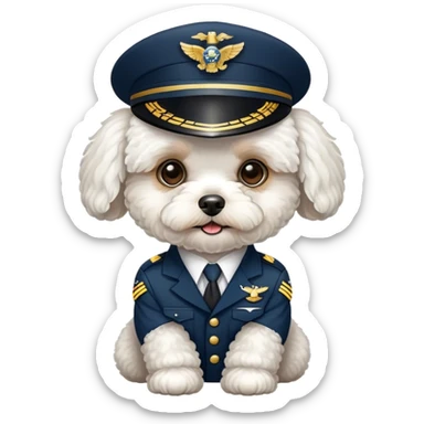 White Maltipoo airplane pilot sticker