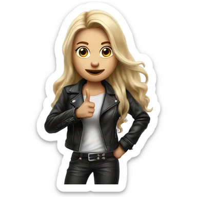 Blonde women with LONG HAIR, in Leather Jacket, Body Covered with Tattoos, POINTING YOU FORWARD with her HAND with INDEX FINGER, Hyper Realistic sticker